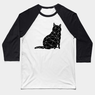 A round cat sits and looks around, Cat Geometric for Light Baseball T-Shirt